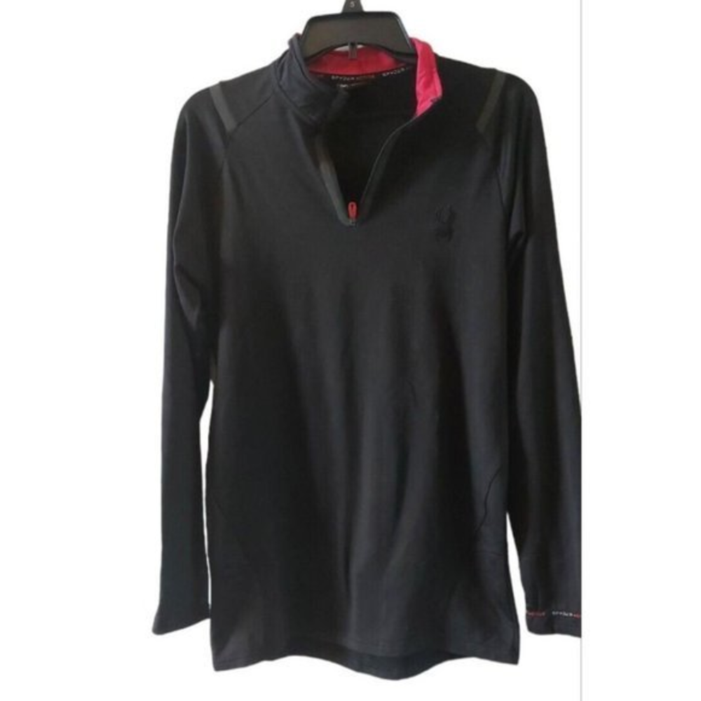 Spyder Active Pro Web Mens Black‎ 1/4 Zip Fleece Lined Pullover Sweater Size M
